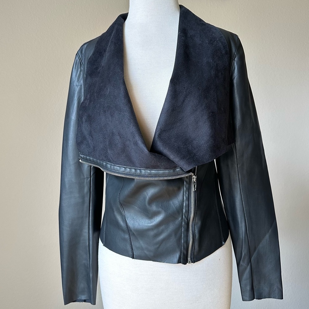 BlankNYC Drape Collar Faux‎ Leather Moto Jacket Small NWOT